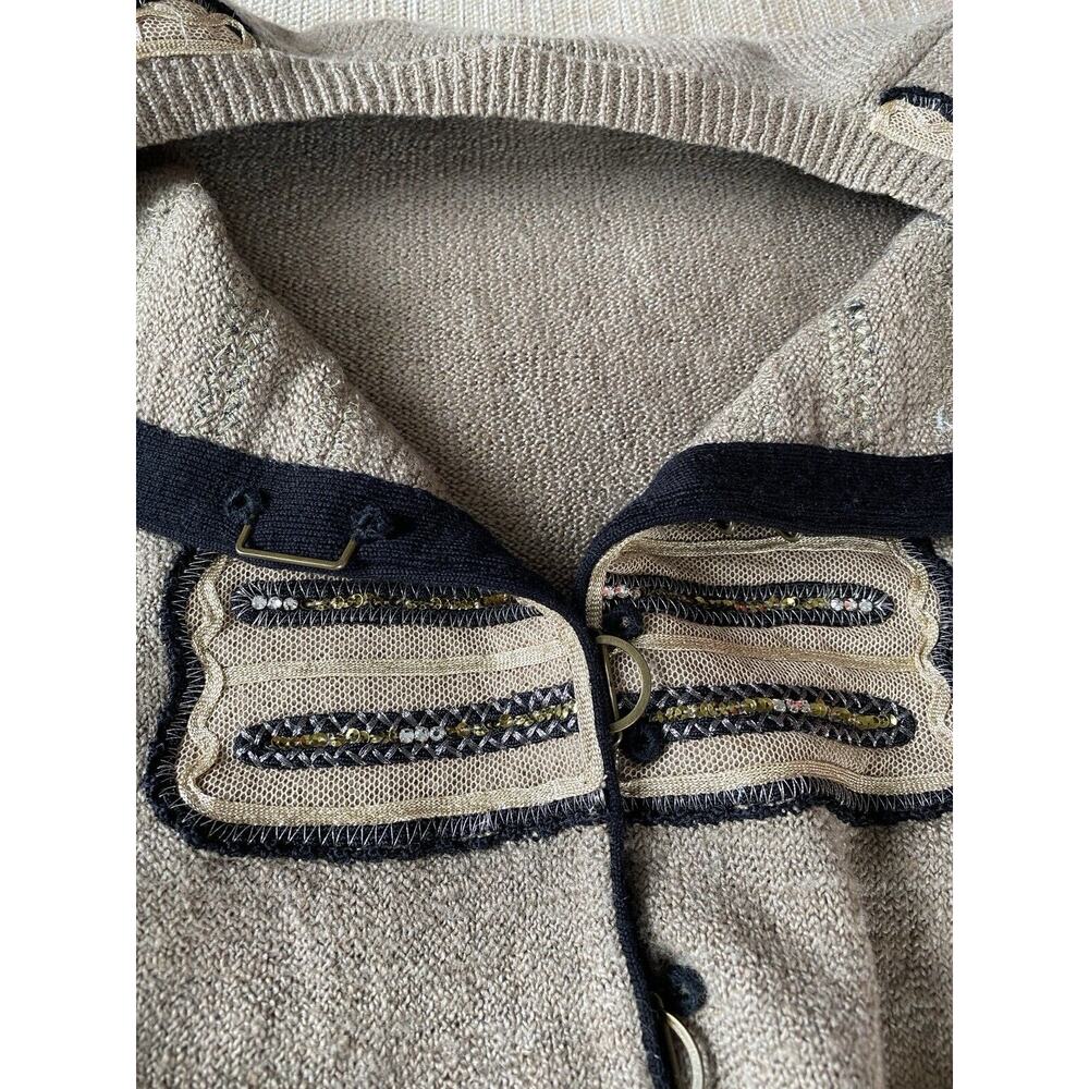 3.1 PHILLIP LIM grey black embellished short sleeve cardigan Wool Silk Linen XS - Picture 5 of 8